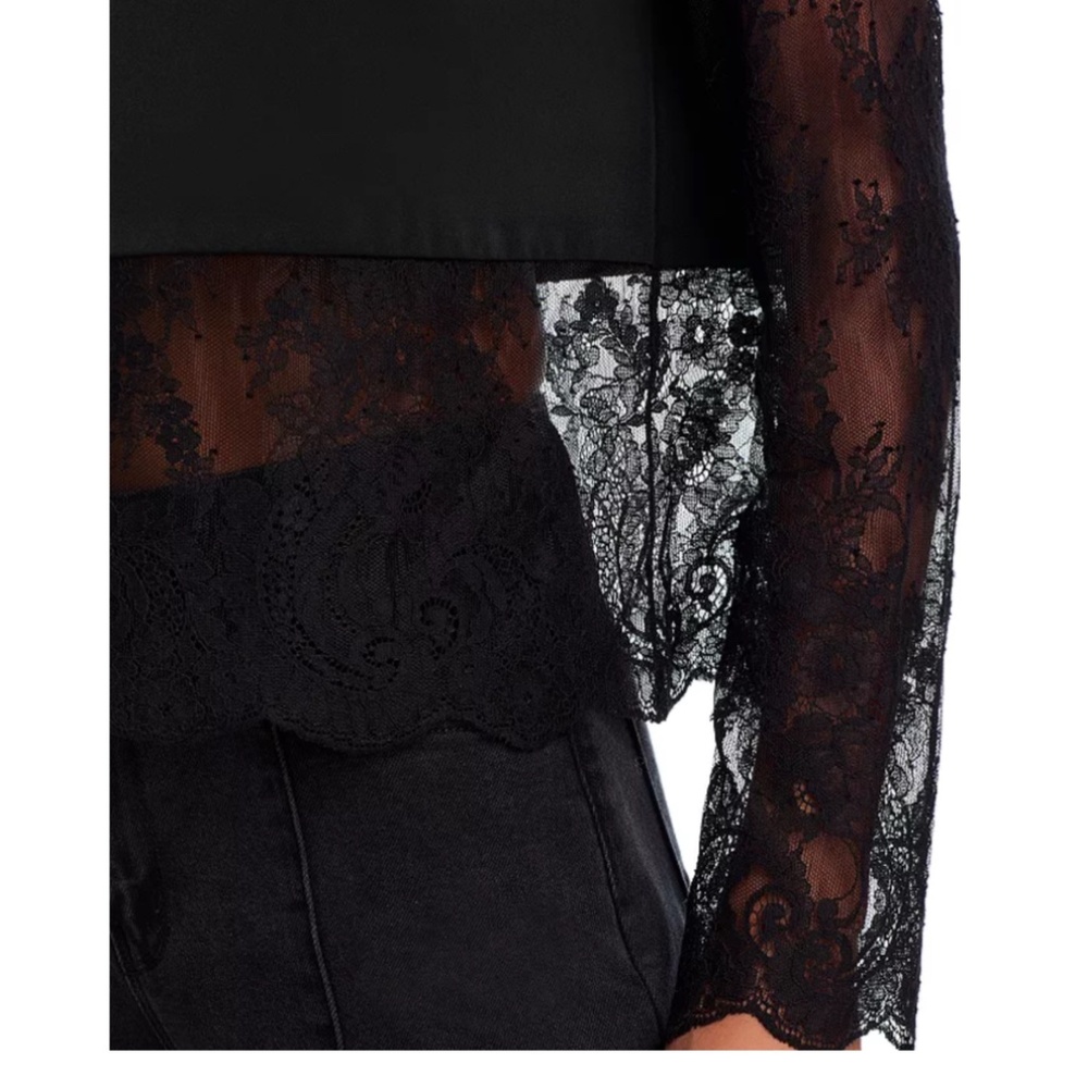 AQUA Lace Shirt NWT, Size M – Black - Picture 5 of 6